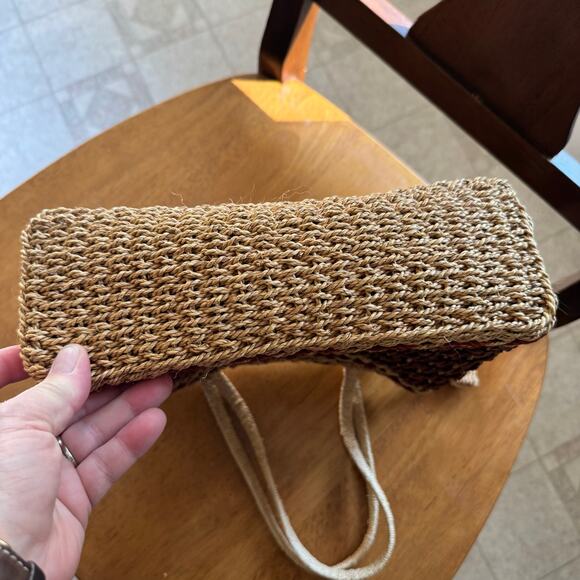 Vintage Boho Woven Wicker Handbag Purse Rust and Tan Grandma Core 8x10x3 Inch - Picture 4 of 12